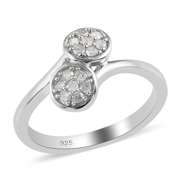 Diamant Bypass Ring 925 Silber Platin-Überzug image number 4