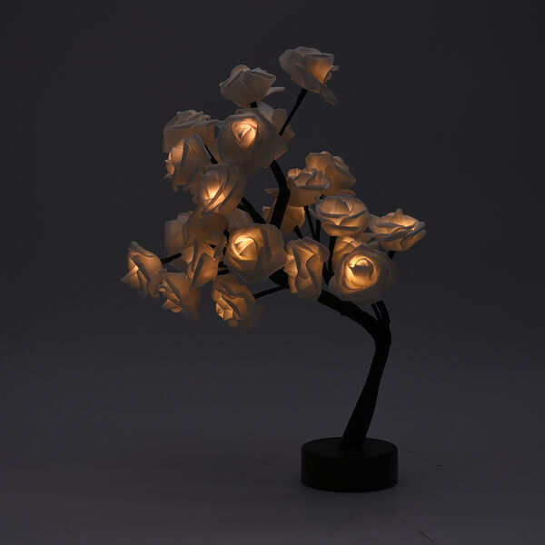 LED Tischlampe mit 24 Rosenbl&auml;ttern, Gr&ouml;&szlig;e 28x25x40 cm, Wei&szlig; image number 2