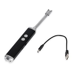 Elektronisches USB-Feuerzeug mit Taschenlampe, wiederaufladbar per USB, 24x2.6x1.8 cm, Schwarz Elektronisches USB-Feuerzeug mit Taschenlampe, wiederaufladbar per USB, 24x2.6x1.8 cm, Schwarz