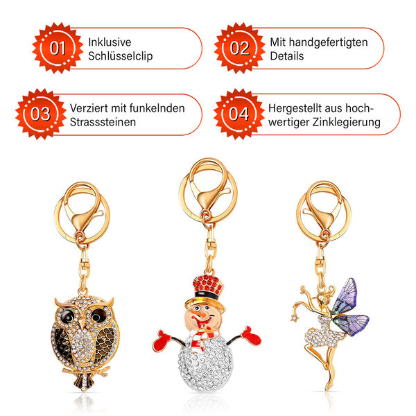 3 Stück Dekorativer Schlüsselanhänger mit Weihnachtsmotive, mehrfarbig image number 4