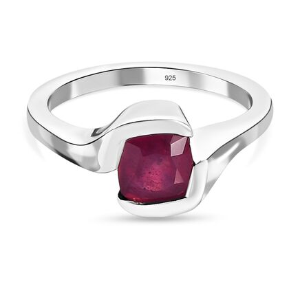 Afrikanischer Rubin (Fissure gefüllt) Ring, 925 Silber platiniert (Größe 21.00) ca. 1.51 ct