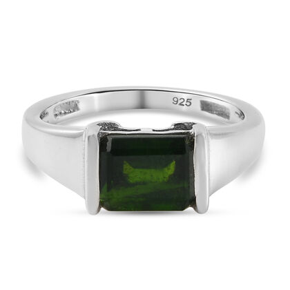 Natürlicher Chromdiopsid Ring 925 Silber platiniert (Größe 18.00) ca. 1,91 ct