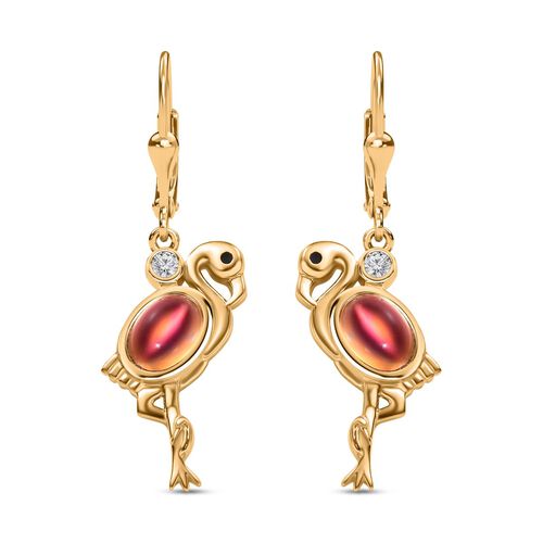 Flamingo Mondstein und Zirkon Ohrringe - 1,94 ct. image number 0