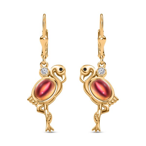 Flamingo Mondstein und Zirkon Ohrringe - 1,94 ct. image number 0