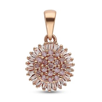 Nat&uuml;rlicher, rosa und wei&szlig;er Diamant-Anh&auml;nger, I3, 375 Gold ca. 0,33 ct