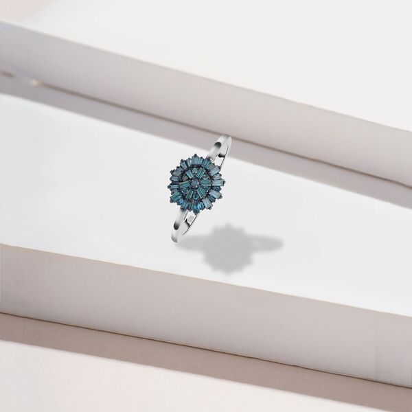 Blauer Diamant-Ring, 925 Silber platiniert  ca. 0,50 ct image number 2