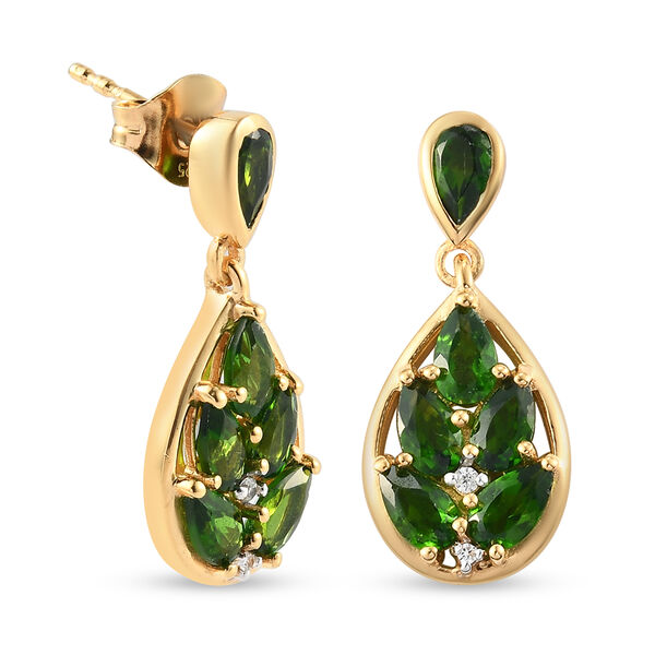 Nat&uuml;rlicher Chromdiopsid und Zirkon-Ohrh&auml;nger, 925 Silber vergoldet ca. 2,82 ct&nbsp; image number 4