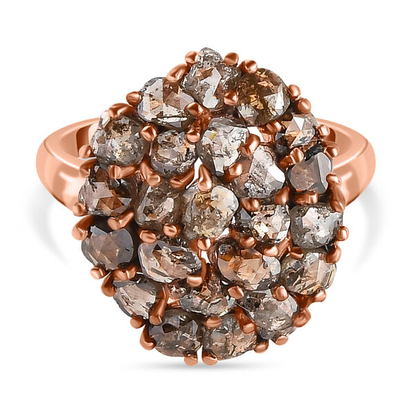 Nat&uuml;rlicher Champagner Diamant Ring, 925 Silber Ros&eacute;gold Vermeil (Gr&ouml;&szlig;e 21.00), ca. 3.50 ct