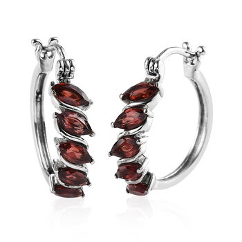 Roter Granat Creolen Edelstahl ca. 3,21 ct