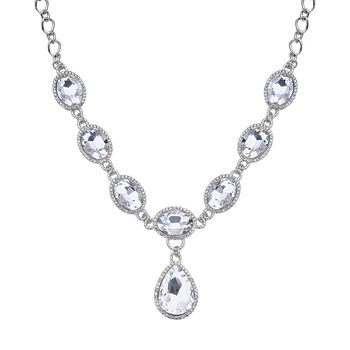 Wei&szlig;e Glaskristall-Halskette, 50 cm - 151,80 ct.