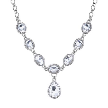 Weisse Glaskristall Halskette, ca. 50 cm 151.80 ct