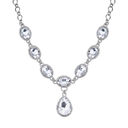 Weiße Glaskristall-Halskette, 50 cm - 151,80 ct. image number 0