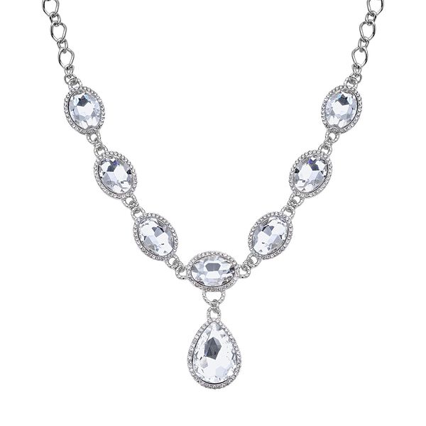 Wei&szlig;e Glaskristall-Halskette, 50 cm - 151,80 ct.