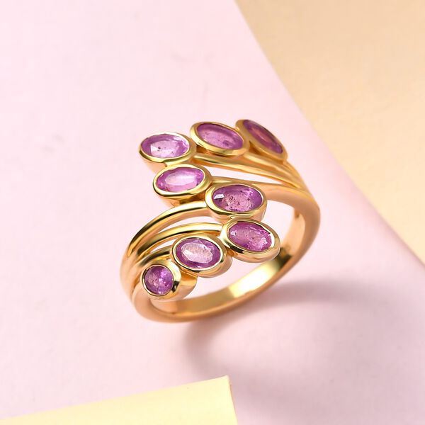 Ilakaka Rosa Saphir (Fissure gefüllt) Ring, 925 Silber vergoldet (Größe 19.00) ca. 3.11 ct image number 2