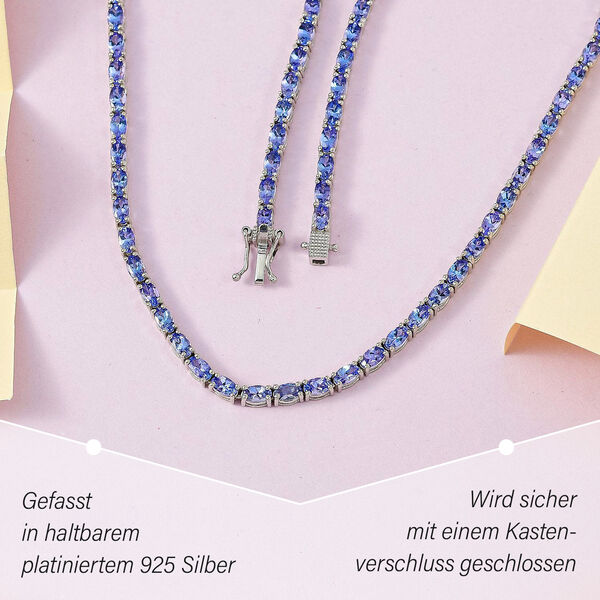 AA Tansanit 45cm Halskette, 925 Silber platiniert - 19,82 ct. image number 3