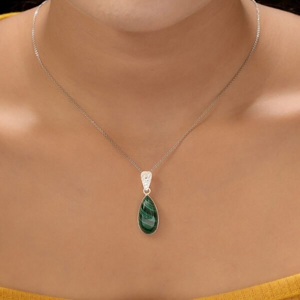 Malachit Silber Solit&auml;r-Anh&auml;nger 12,30 Ct image number 3