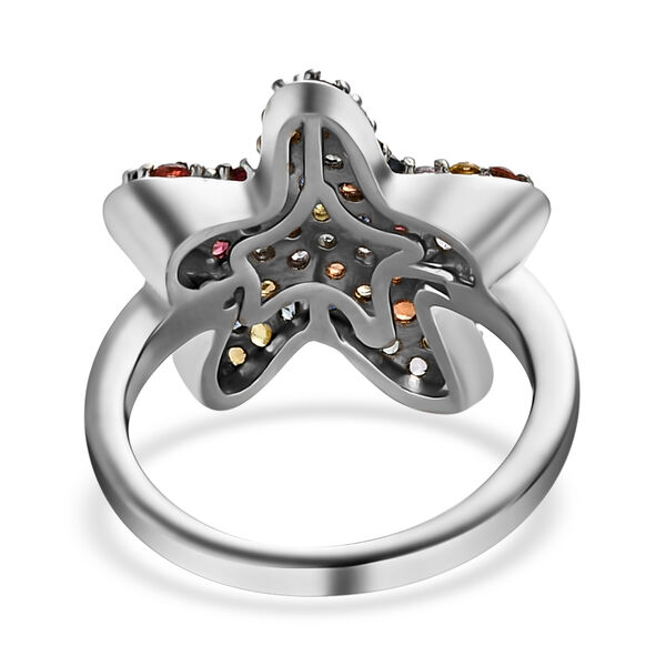 Mehrfarbiger Saphir-Ring, 925 Silber platiniert  ca. 1,38 ct image number 6