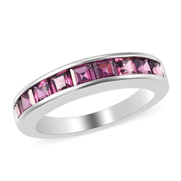 Rhodolith Granat Band Ring 925 Silber Platin-Überzug image number 4