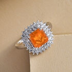 Salamanca Feueropal und weißer Zirkon-Ring, 925 Silber platiniert  ca. 1,71 ct image number 1