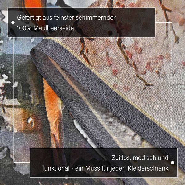 LA MAREY: Premium Selection - 100% Maulbeerenseiden-Halstuch mit Sakura Druck, 35x150 cm, Sakura image number 3