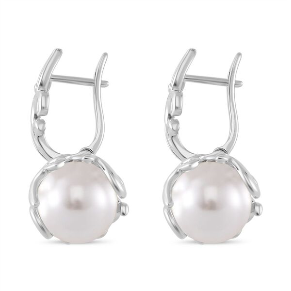 Weiße Muschelkernperle Ohrringe Messing image number 4