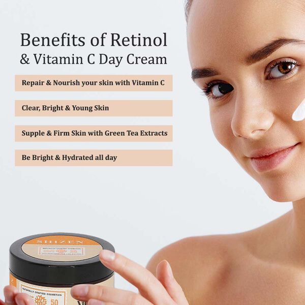 SHIZEN - Retinol & Vitamin C Tagescreme (50g), Parabenfrei, 100% Organisch image number 4