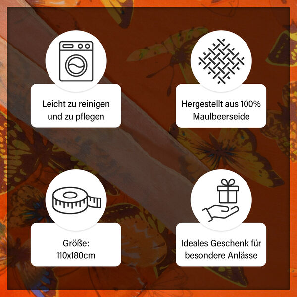 LA MAREY - Chiffonschal aus 100% Maulbeerseide mit Schmetterlingsmuster image number 5