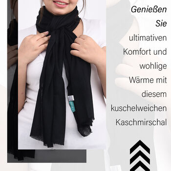 LA MAREY - Luxuri&ouml;ser und weicher Schal aus 100 % Kaschmirwolle, 70 x 195 cm, Schwarz