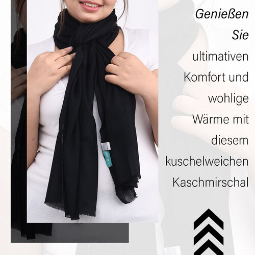 LA MAREY - Luxuriöser und weicher Schal aus 100 % Kaschmirwolle, 70 x 195 cm, Schwarz image number 1