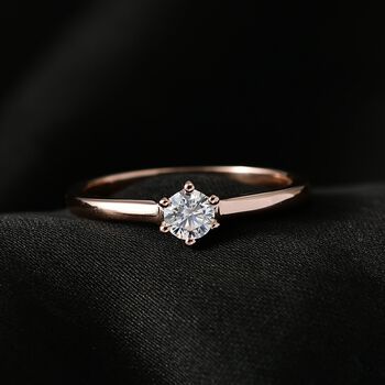 Moissanit Ring 925 Silber Ros&eacute;gold Vermeil (Gr&ouml;&szlig;e 21.00) ca. 0,24 ct