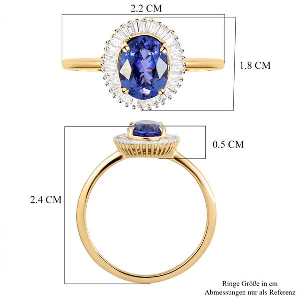 AAAA Tansanit und Diamant-Ring, 916 Gold  ca. 1,48 ct image number 8
