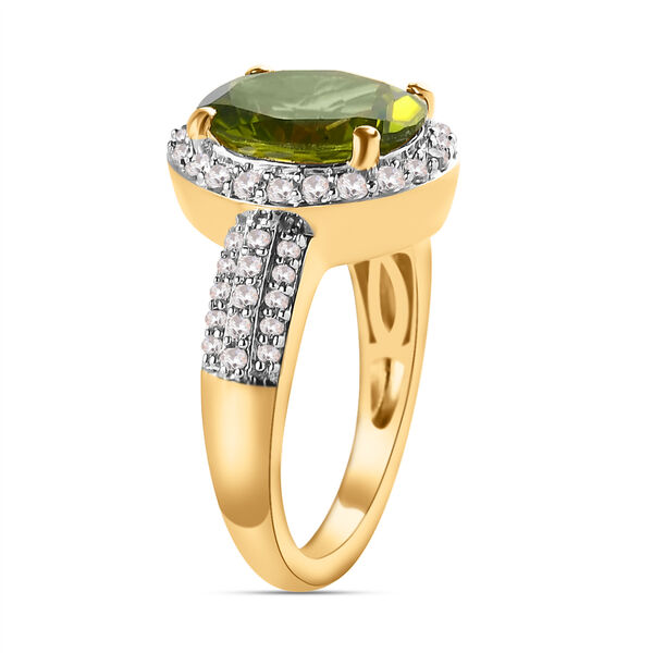 Natürlicher Peridot und weißer Zirkon-Ring, 925 Silber Gelbgold Vermeil  ca. 4,21 ct image number 6
