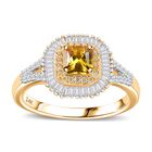 AAA Orange Saphir, Weißer Diamant Ring 585 Gold (Größe 19.00) ca. 1,34 ct