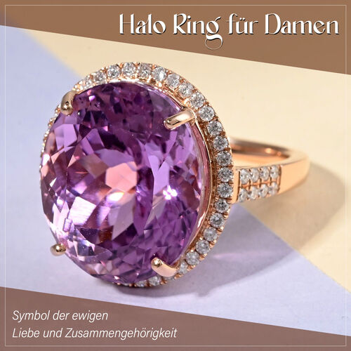 ILIANA AAA Patroke Kunzit und  SI-GH Diamant-Halo-Ring in 750 Roségold - 18,85 ct. image number 1