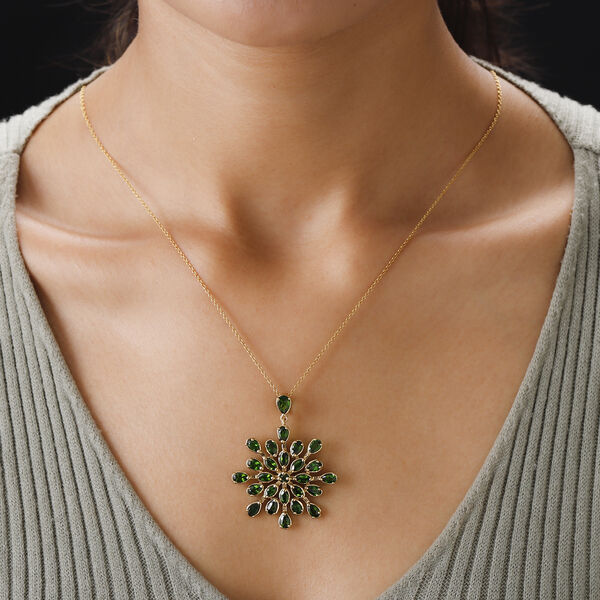 Nat&uuml;rlicher Chromdiopsid Anh&auml;nger 925 Silber vergoldet  ca. 5,27 ct image number 3