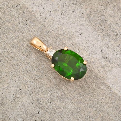 LUXORO zertifiziert und geprüft AAA natürlicher Chromdiopsid und Diamant Anhänger in 417 Gold - 2,57 ct. image number 1