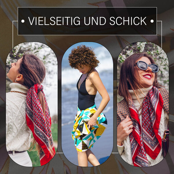 LA MAREY - 100% Maulbeeren-Seidenschal, Chiffon, 55x170 cm, Pfau image number 5