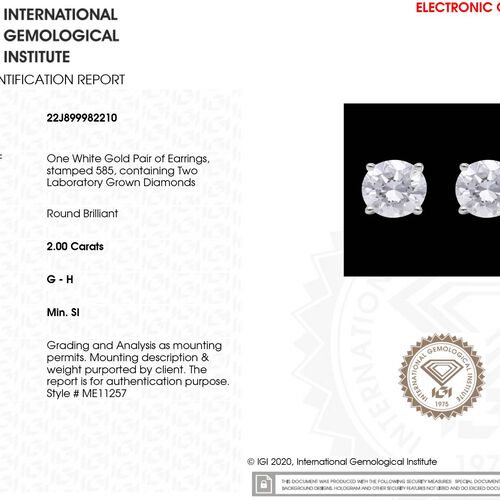 LUXURIANT DIAMOND- IGI zertifizierte SI GH Labor-Diamant-Ohrringe - 2 ct. image number 9