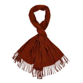 Eleganter Schal mit Fransen, 65x180cm, Terrakotta
