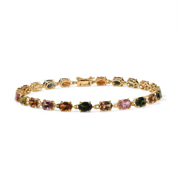 AAA Mehrfarbig-Turmalin Armband ca. 19 cm 375 Gold ca. 10,76 ct. image number 0