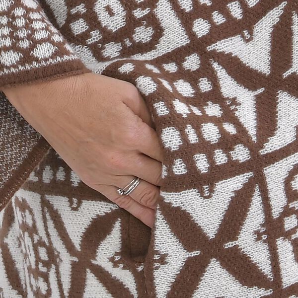 Oversized Damen Cardigan mit schickem Ethno-Muster, Beige image number 6