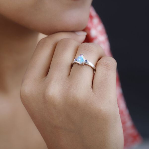 AA nat&uuml;rlicher, &auml;thiopischer Welo Opal und Tansanit Ring - 0,76 ct. image number 4