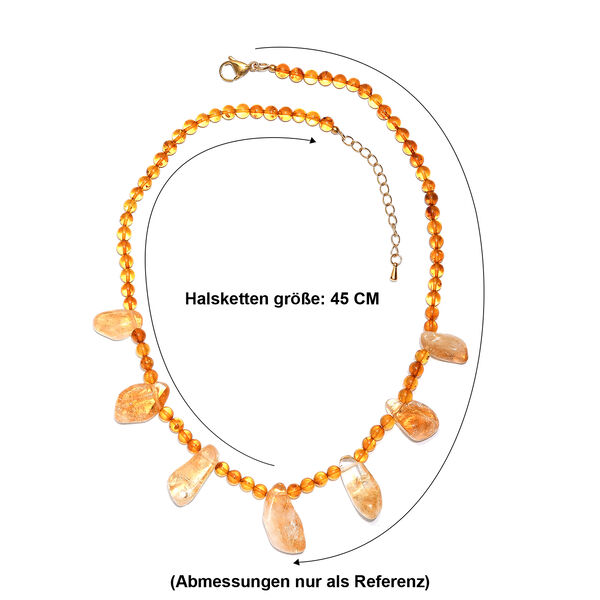 EVER TRUE Citrin, Bernstein Halskette ca. 45 cm + 5 cm Extender, 316L Edelstahl 750 Vergoldet (10-15 Werktage Lieferzeit) image number 4