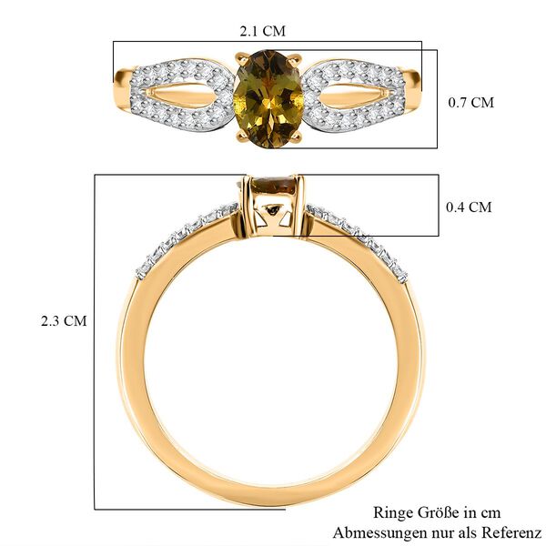 Nat&uuml;rlicher goldener Tansanit, Wei&szlig;er Zirkon Ring 925 Silber 750 Gelbgold Vermeil (Gr&ouml;&szlig;e 19.00) ca. 0.87 ct image number 7