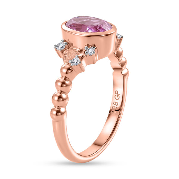GP Amore Kollektion - Ilakaka Rosa Saphir (Fissure gef&uuml;llt), Wei&szlig;er Zirkon Ring 925 Silber 750 Ros&eacute;gold Vermeil (Gr&ouml;&szlig;e 17.00) ca. 2.50 ct image number 4