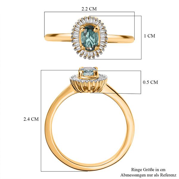 Nat&uuml;rlicher AA Alexandrit und Diamant Ring, 925 Silber Gelbgold Vermeil, ca. 0.70 ct image number 7