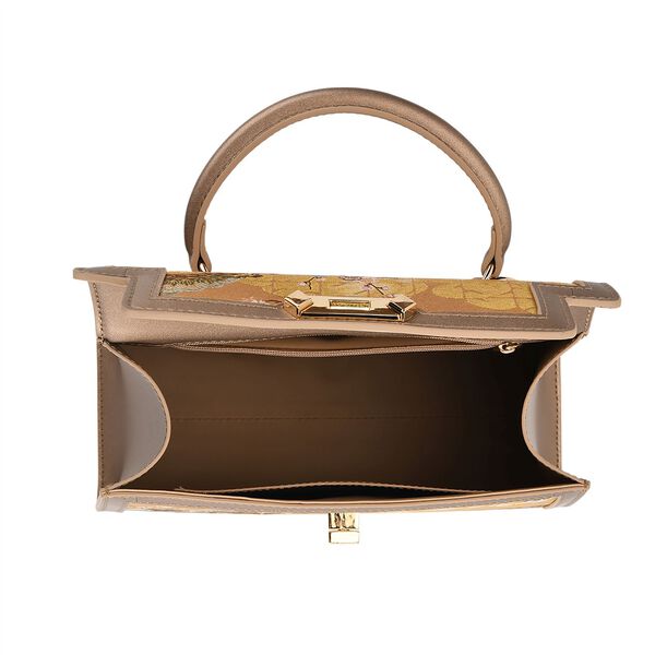 LA MAREY Crossbody Tasche aus 80% Seidenbrokat und 20% Echtleder, 24x10x20cm, Senfgelb image number 5