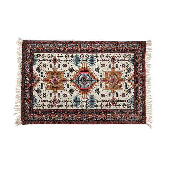 Handgewebter bedruckter Läufer aus 100 % Baumwolle, 180x120 cm, rot image number 2