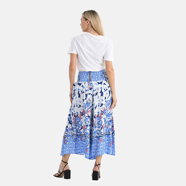 Gesmokte Taillen-Culottes mit Blumenmuster, Einheitsgr&ouml;&szlig;e, Blau image number 2