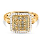 Alexandrit und weißer Zirkon Ring, 925 Silber Gelbgold Vermeil (Größe 18.00) ca. 0.80 ct